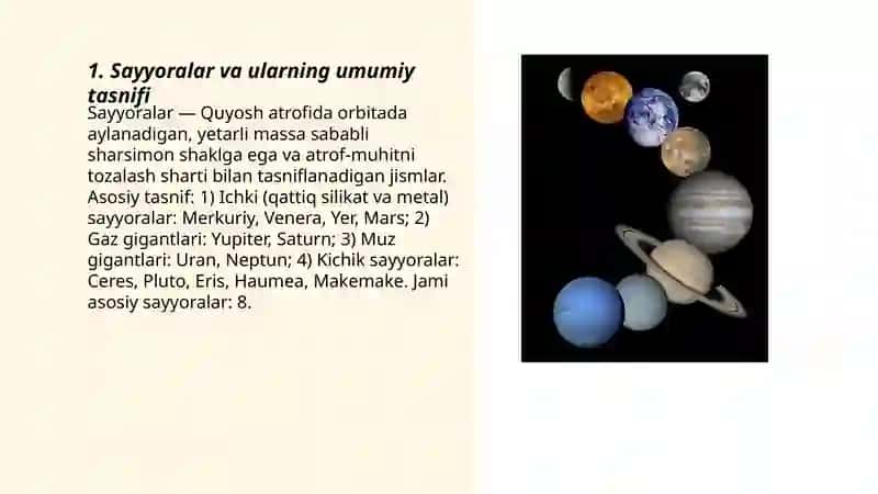 Sayyoralar.Asteroidlar.Meteorlar, kometalar 3
