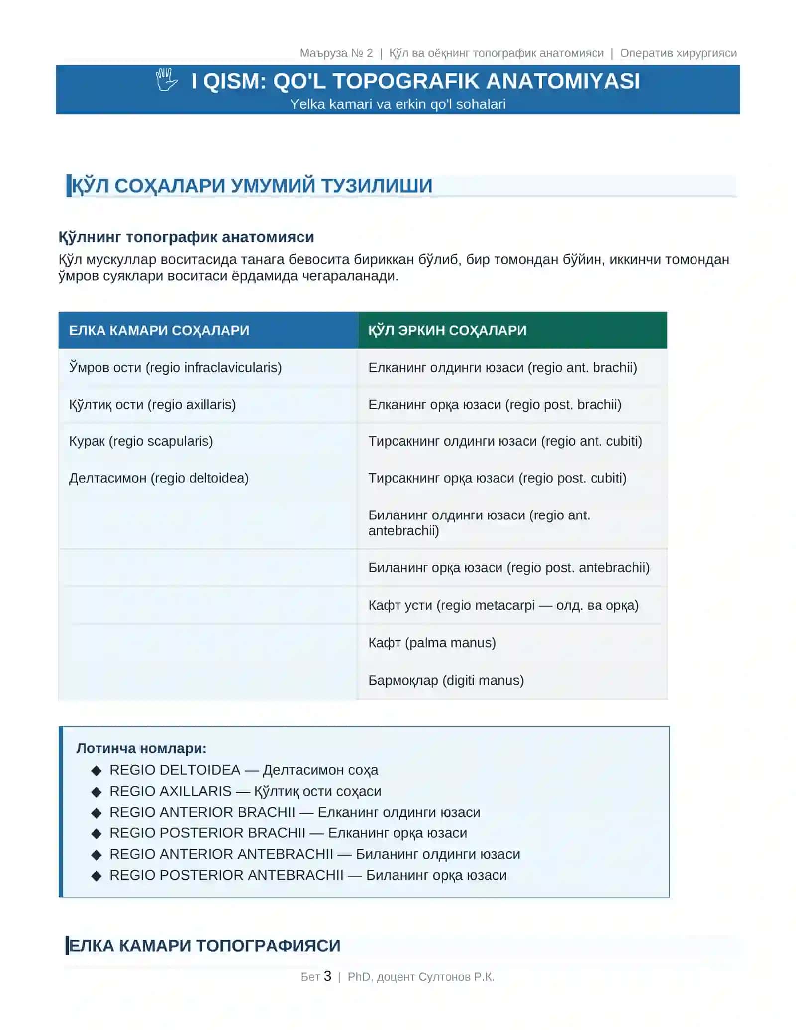 ҚЎЛ ВА ОЁҚНИНГ ТОПОГРАФИК АНАТОМИЯСИ 3