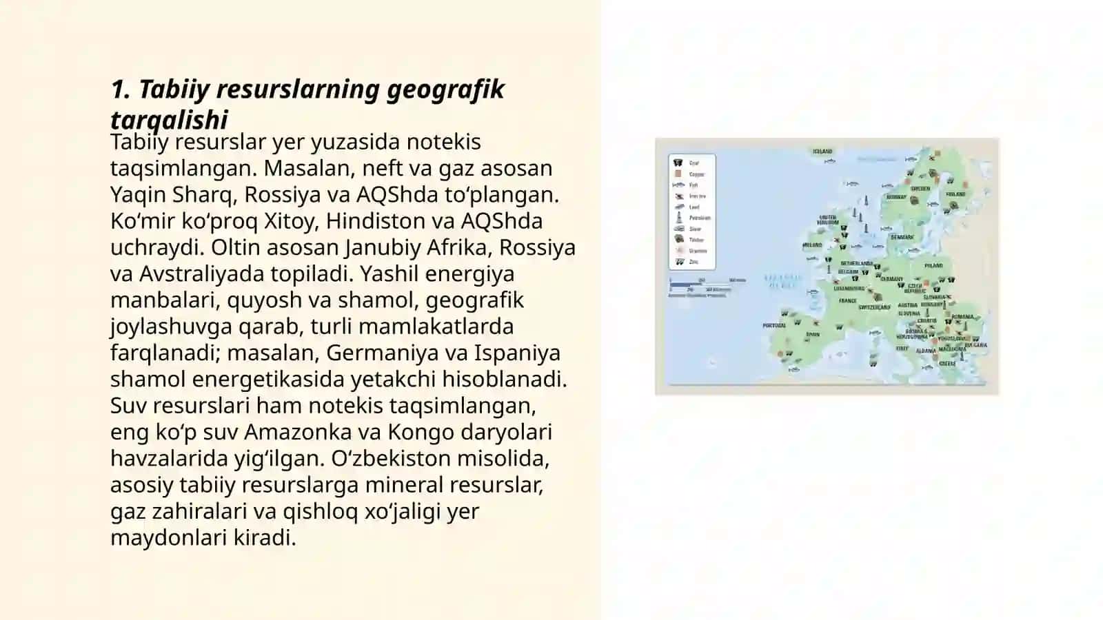 Tabiiy resurslarning tarqalishi va ulardan foydalanish masalari 3