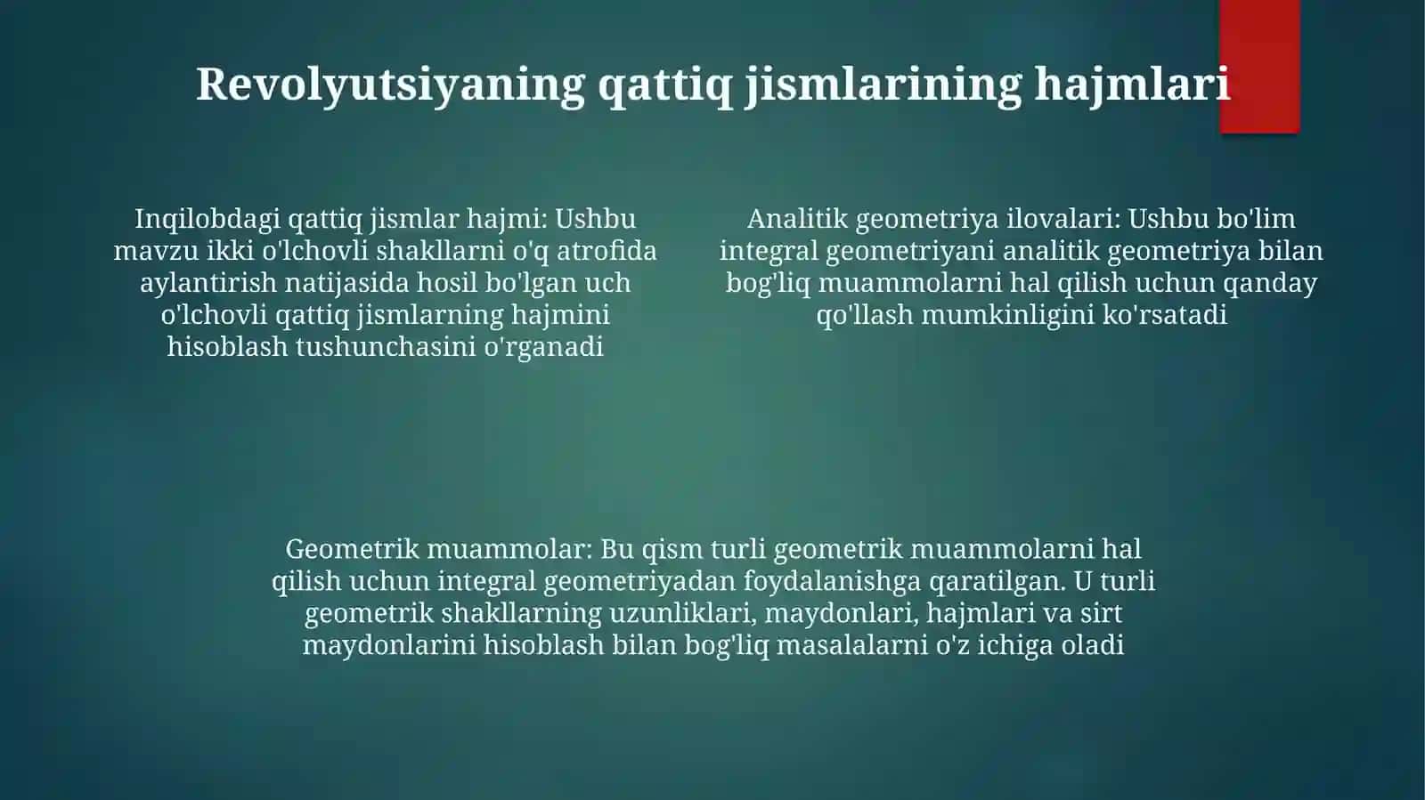 Aniq Integralni Geometrik Masalalarga Tadbiqlari 3