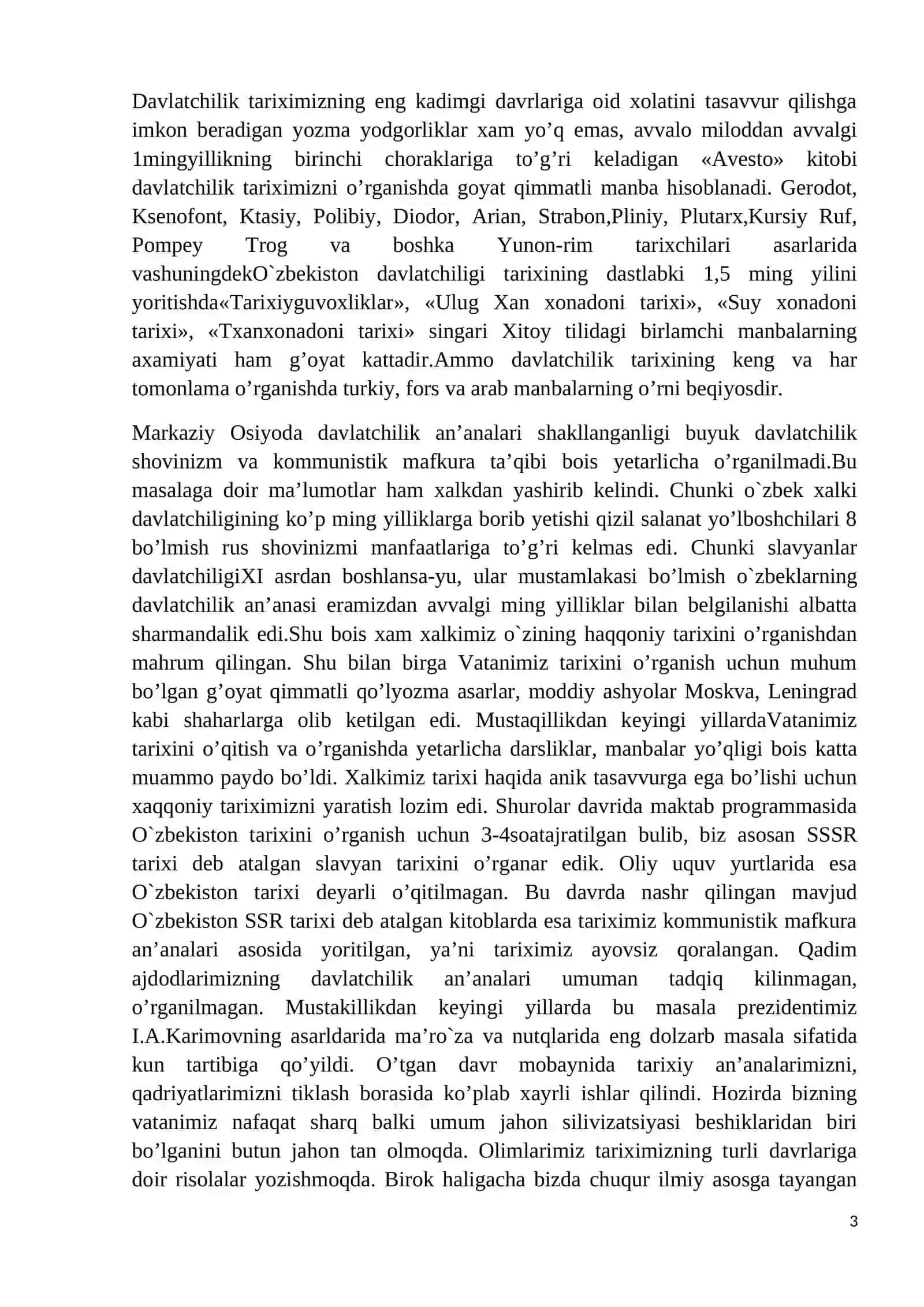 O‘zbek davlatchiligining shakllanishi va taraqqiyot bosqichlari (Qadimgi va ilk o‘rta asrlar davlatchiligi: asosiy bosqichlari va o‘ziga xos xususiyatlari.) 3