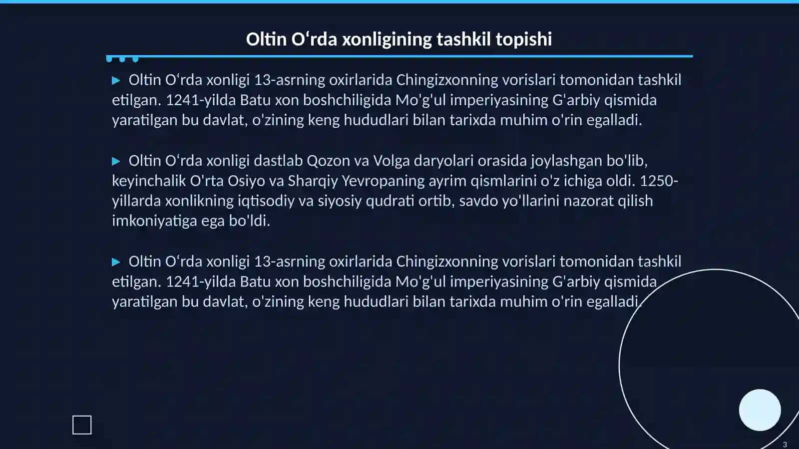 Oltin O‘rda xonligining tashkil topishi 3