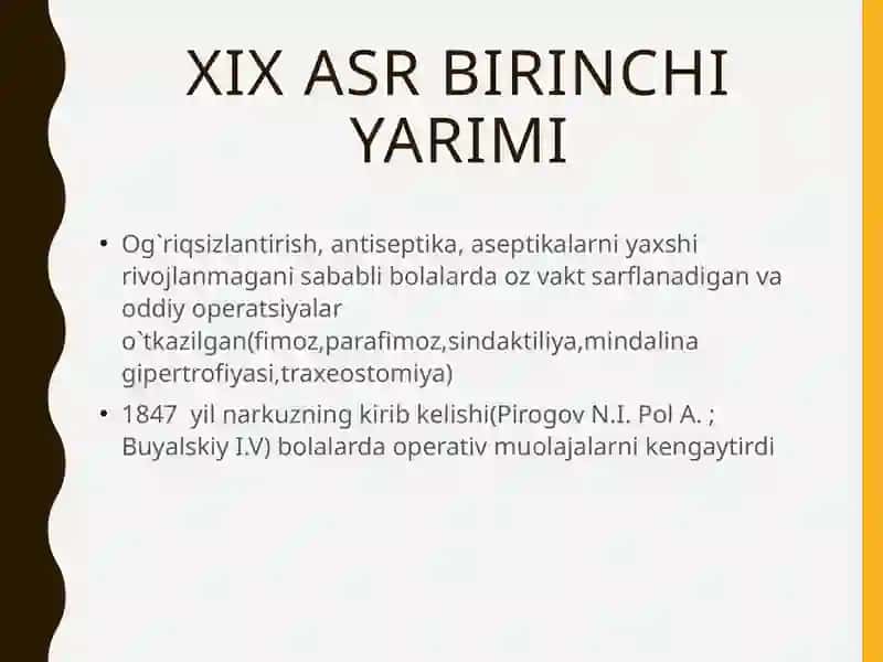 BOLALAR XIRURGIYASINING RIVOJLANISH TARIXI 3