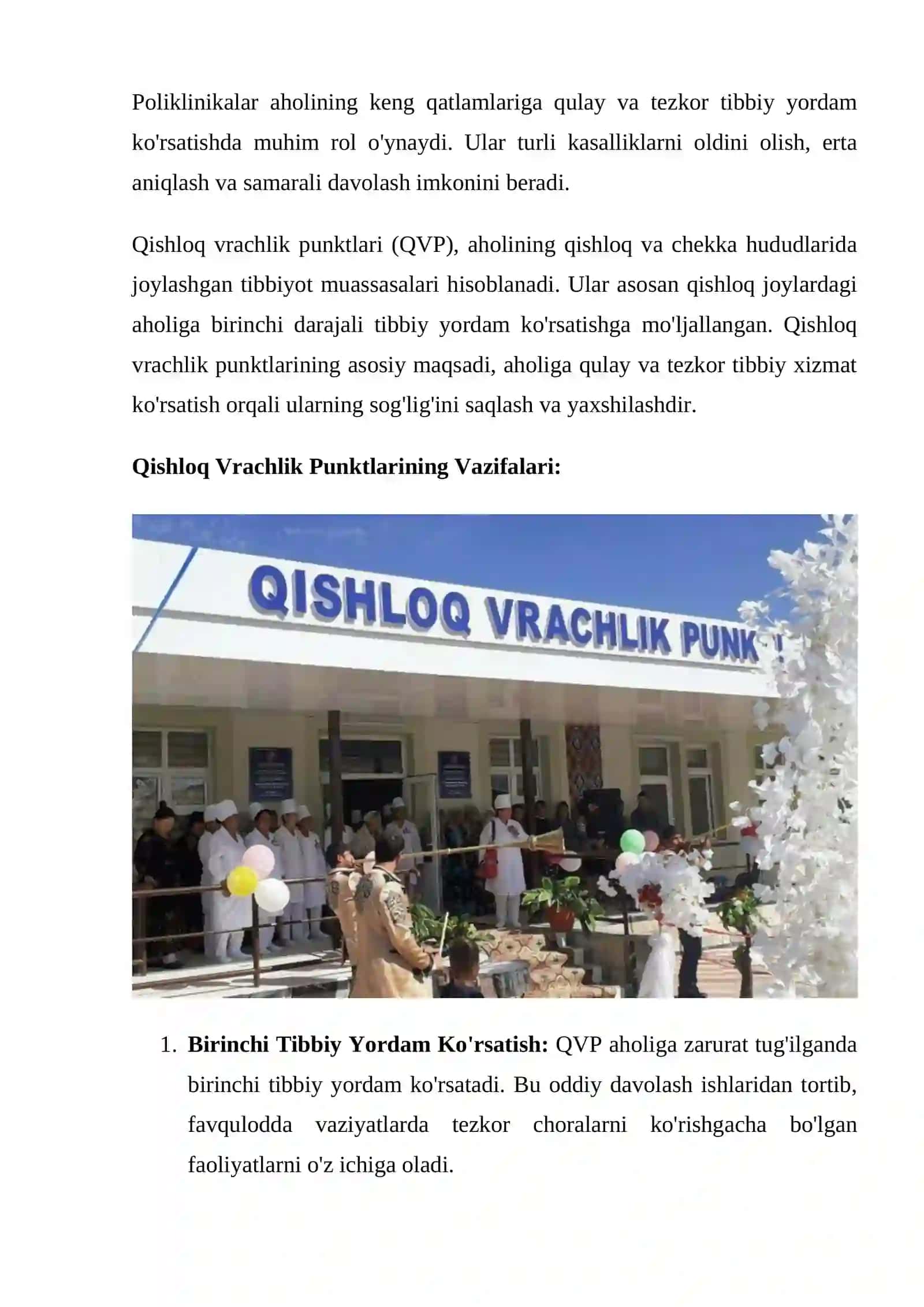 POLIKLINIKADA HAMDA SHIFOXONA ISHI, KO`RSATKICHLARI 3