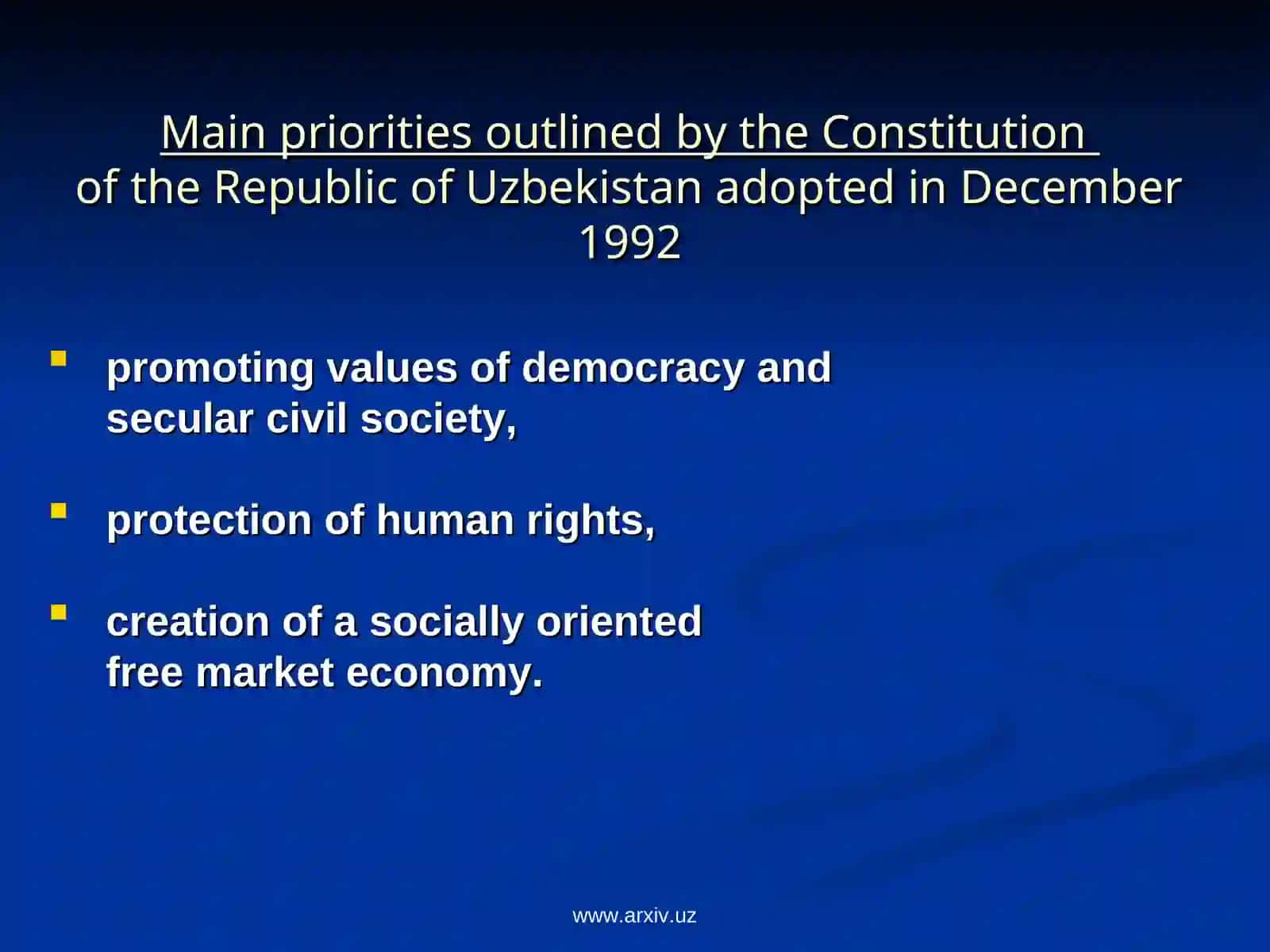 The role of state in conducting reforms in Uzbekistan 3