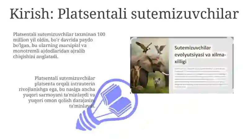 Platsentali sutemizuvchilarning kelib chiqishi va evolyutsiyasi 3