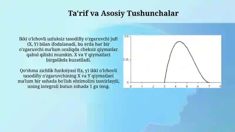Ikki oʻlchovli uzluksiz tasodifiy miqdor va uning taqsimot qonuni 3