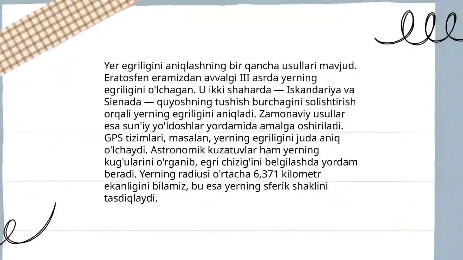 Yer egriligining aniqlanish usullari 3