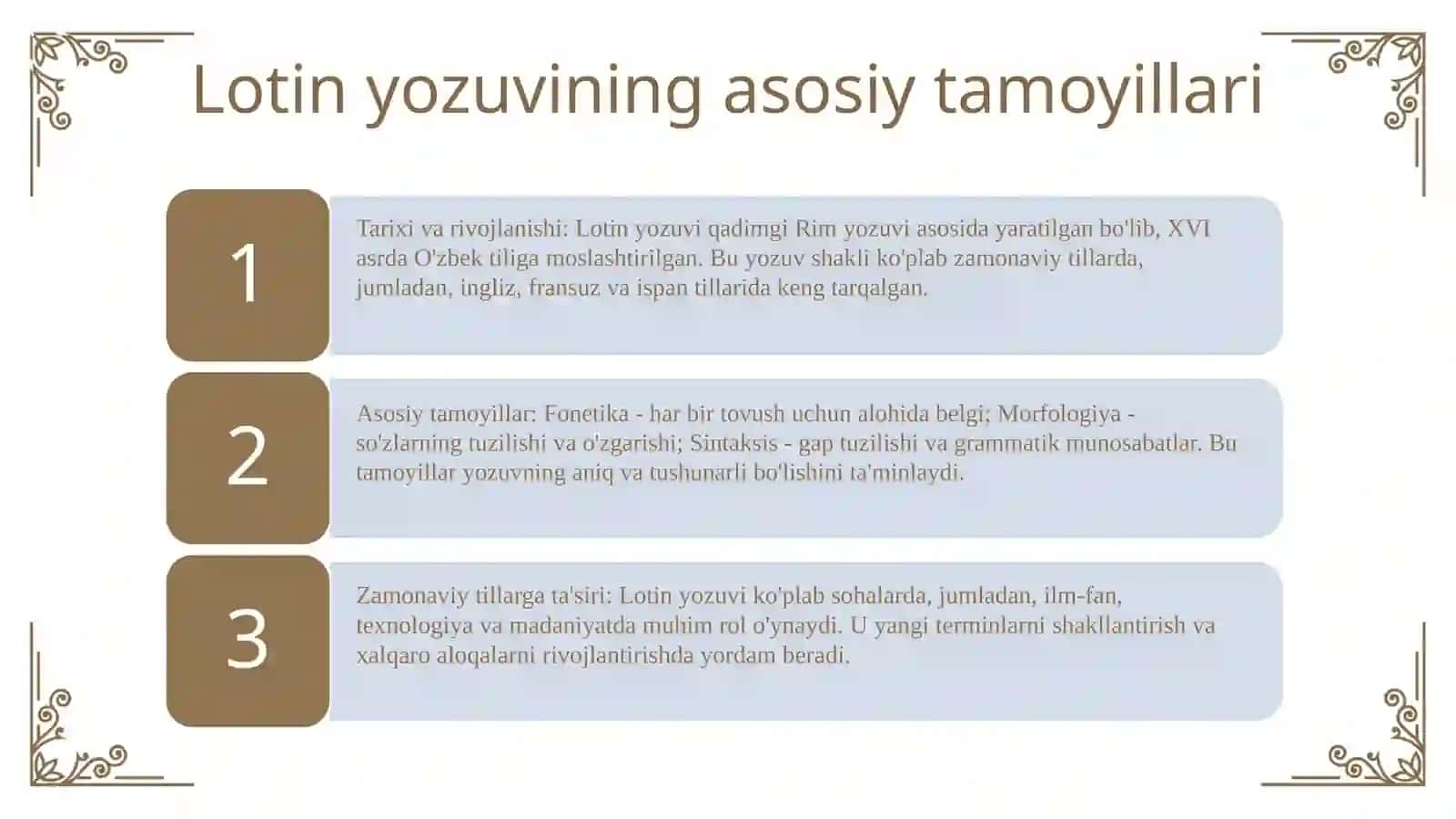 Zamonaviy tillarda lotinshunoslik 3