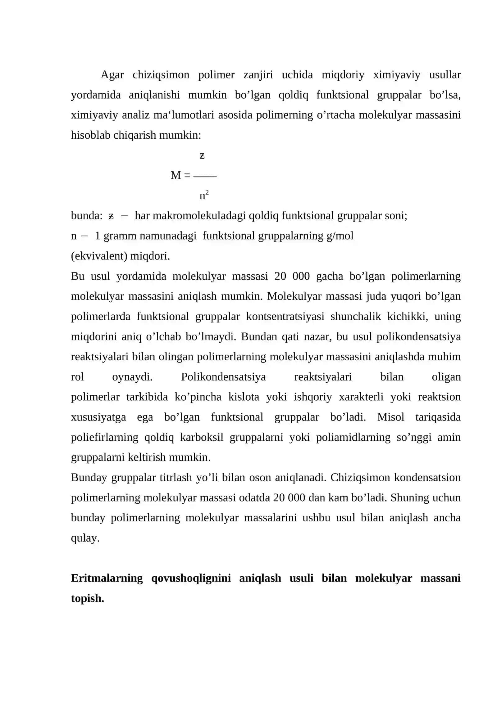 Molekulyar massani eritmaning osmotik bosimi orqali aniqlash 3