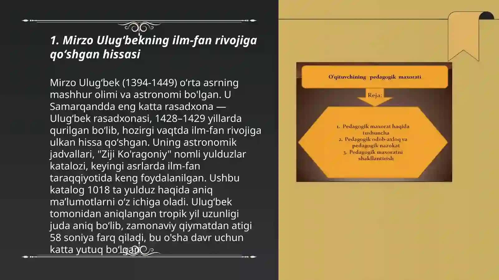 Mirzo Ulugʻbekning pedagogik gʻoyalari va maʼrifatparvarlik faoliyati 3