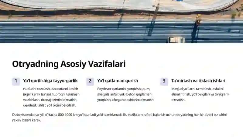 Avtomobil Yo'llarini Qurishda Mashina-Mexanizmlar Otryadi 3