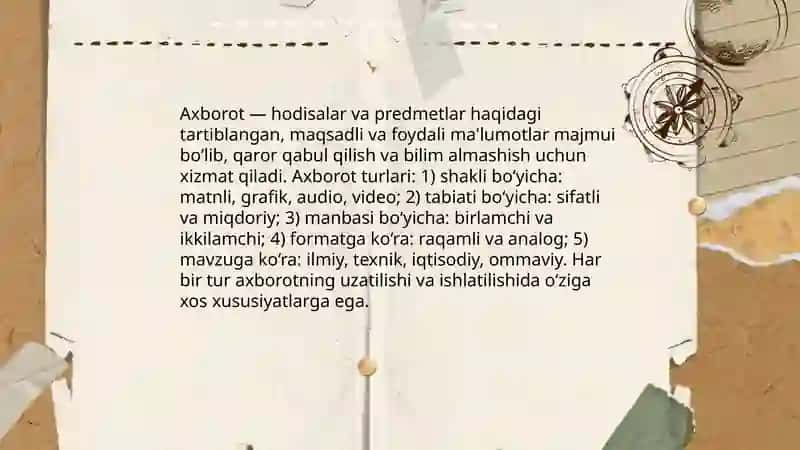 Axborot turlari va ishonchliligi 3