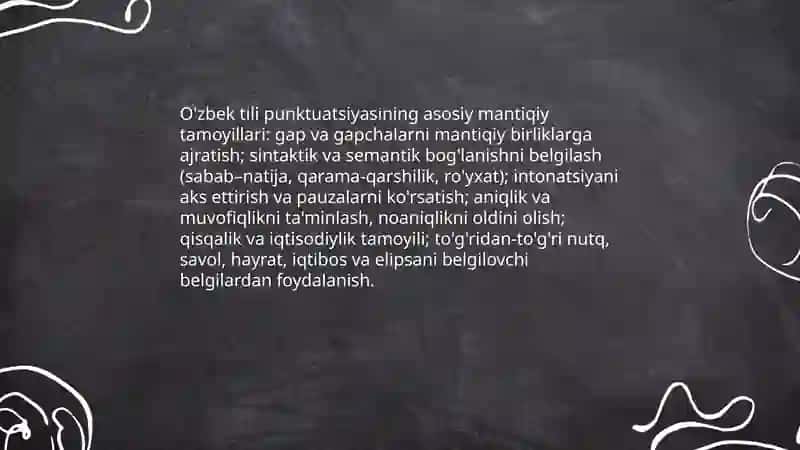 O'zabek tili punktuatsiyasining asosiy tamoyillari 3