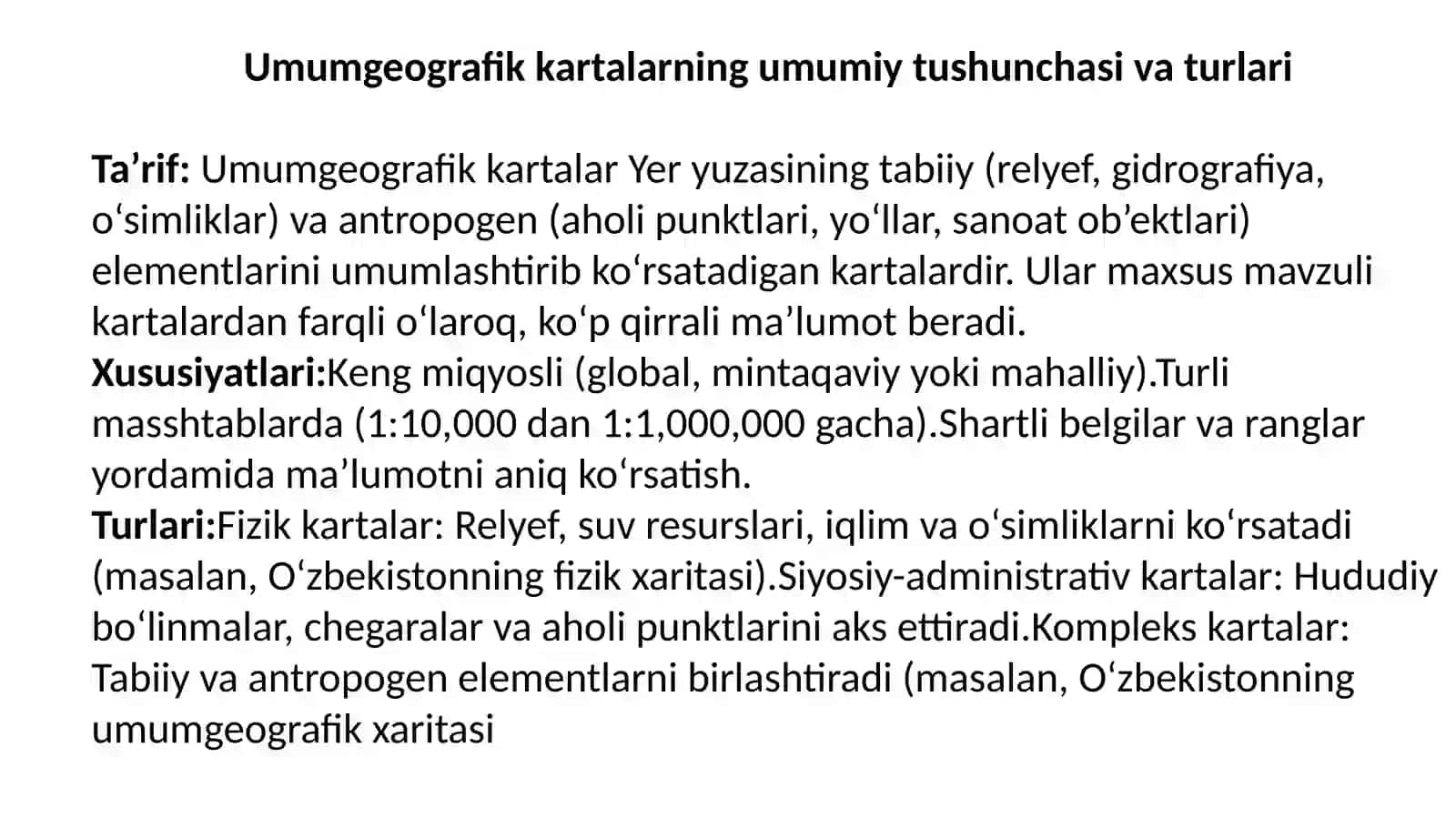 Umumgeografik kartalarni o'rganish 3