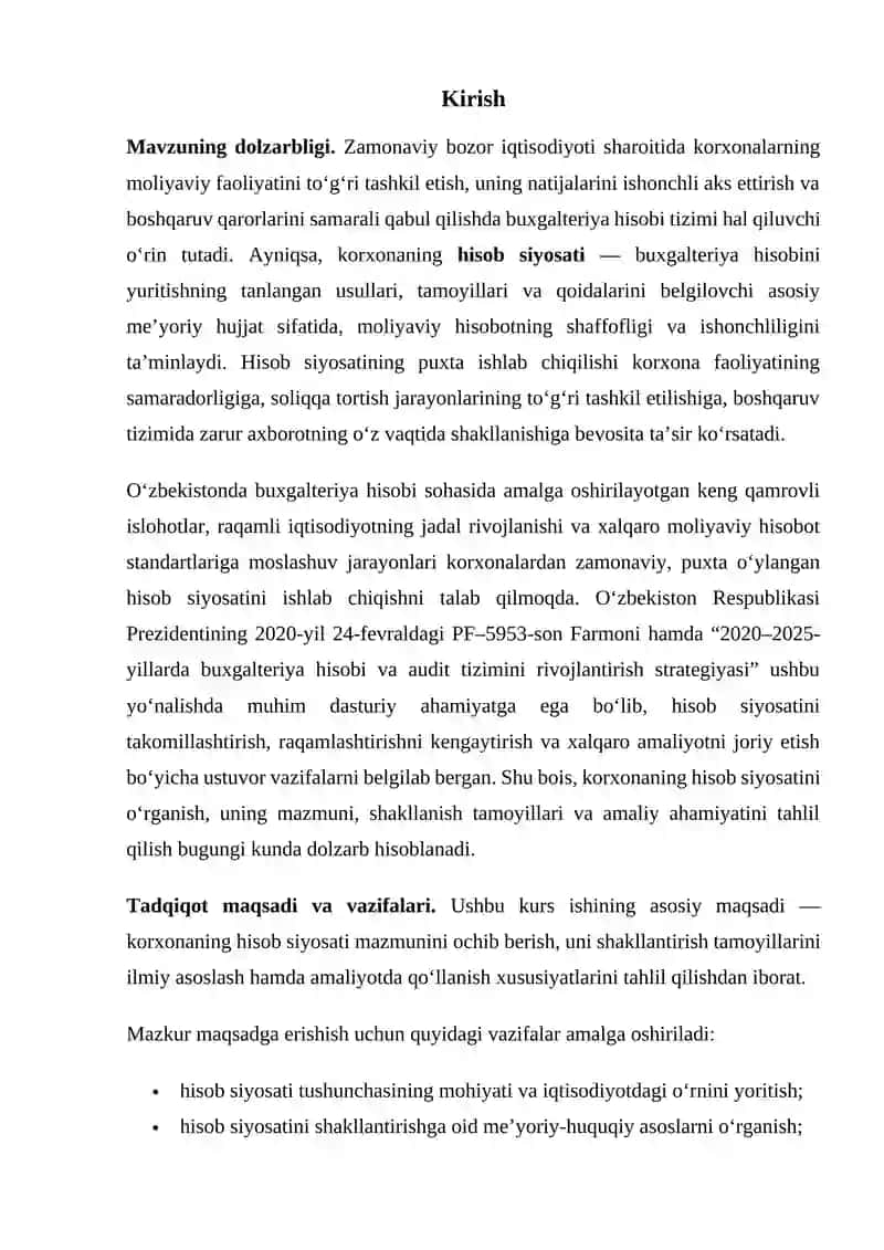 Korxonaning hisob siyosati 3