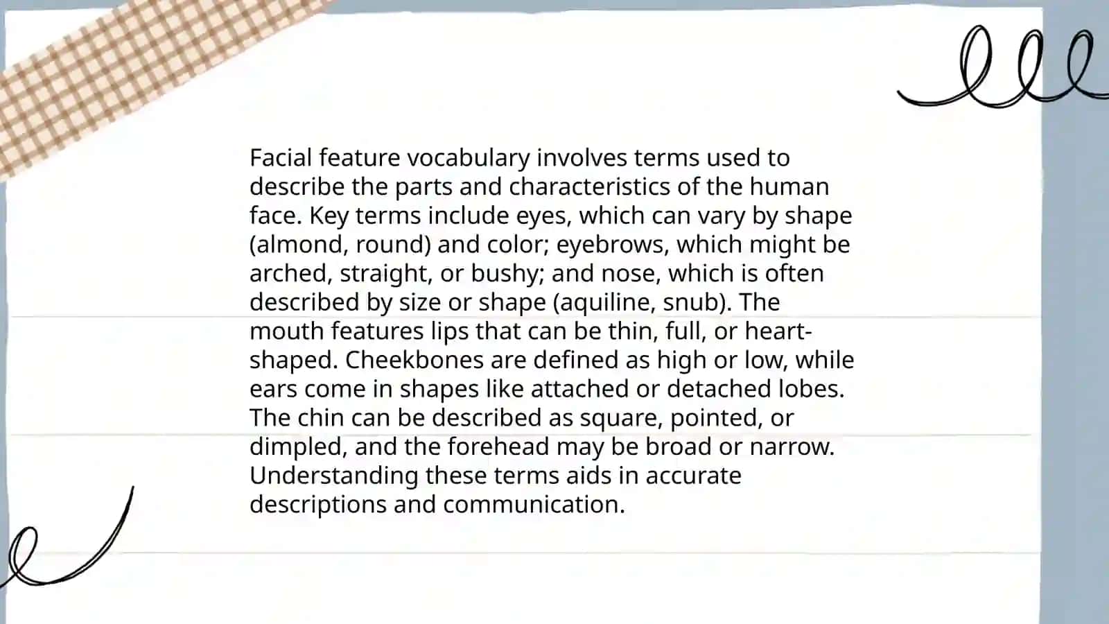 Facial Features Vocabulary Teaching Presentation 3