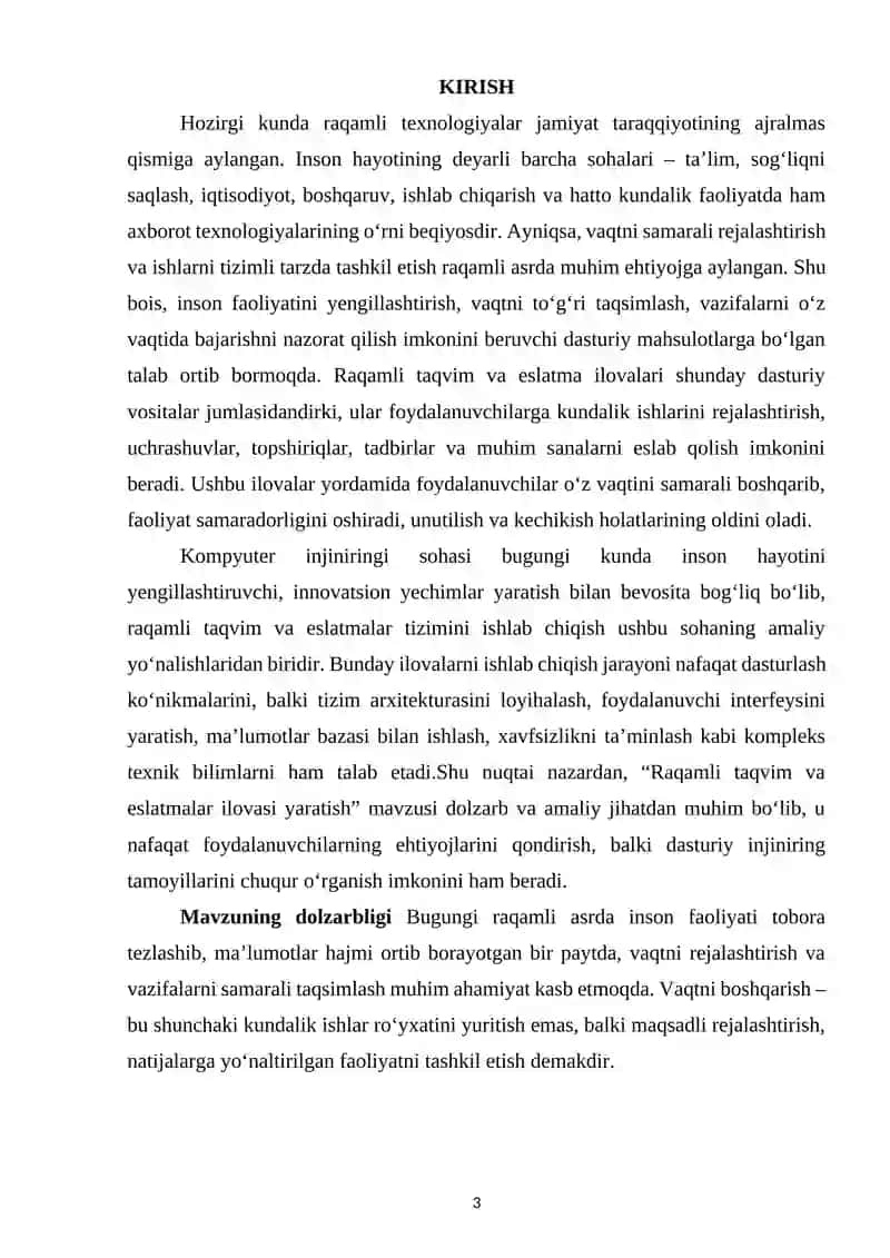 Raqamli taqvim va eslatmalar ilovasi yaratish 3