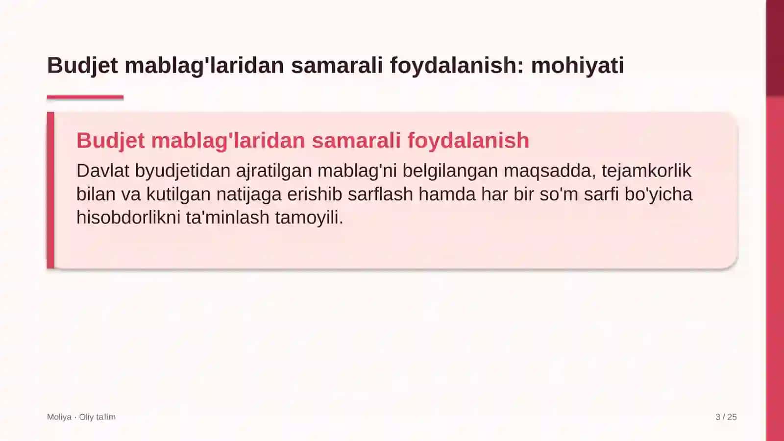 Moliya · Oliy ta'lim 3