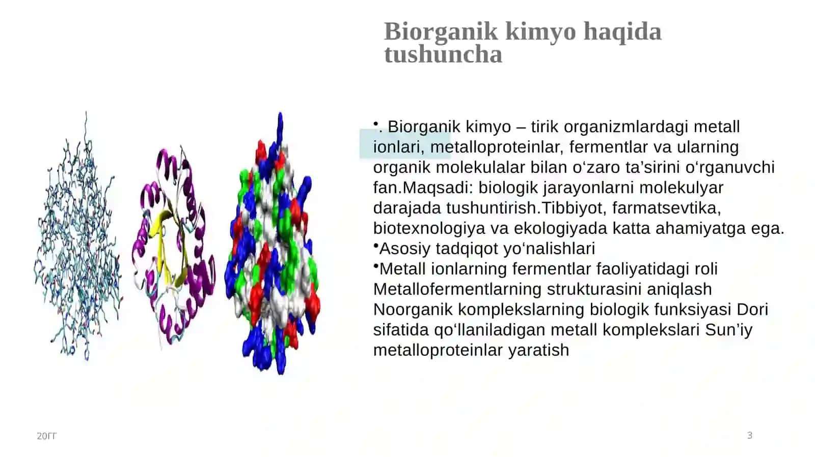Biorganik kimyoning muammolari 3