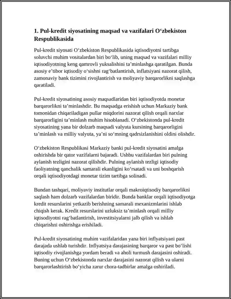 OʻZBEKISTON RESPUBLIKASI PUL KREDIT SIYOSATI 3
