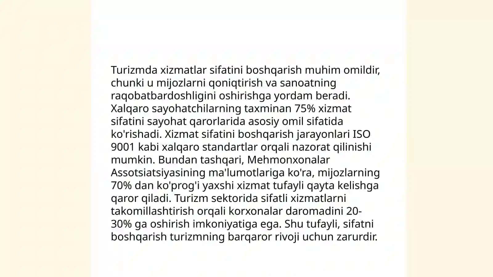 Turizmda xizmatlarni sertifikatlash va standartlash 3