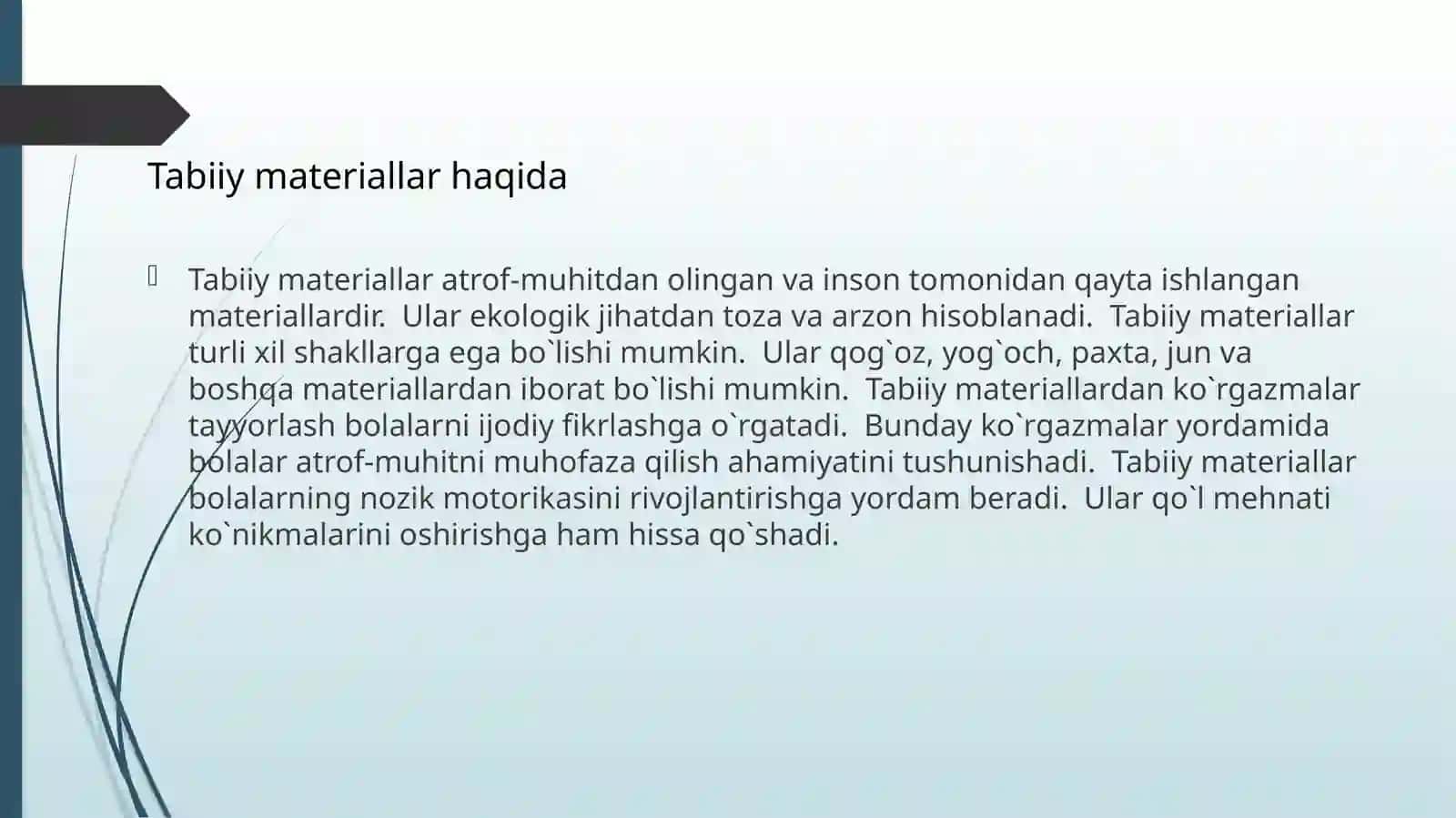 Tabiiy materiallardan ko'rgazmalar tayyorlash 3