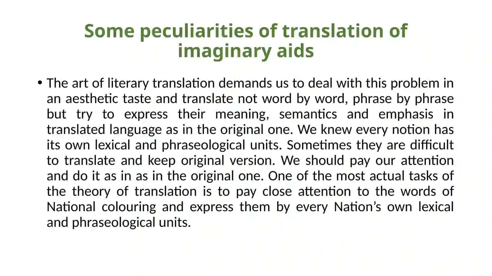 V-SEMESTERTHEME: TRANSLATION OF IMAGINARY AIDS 3