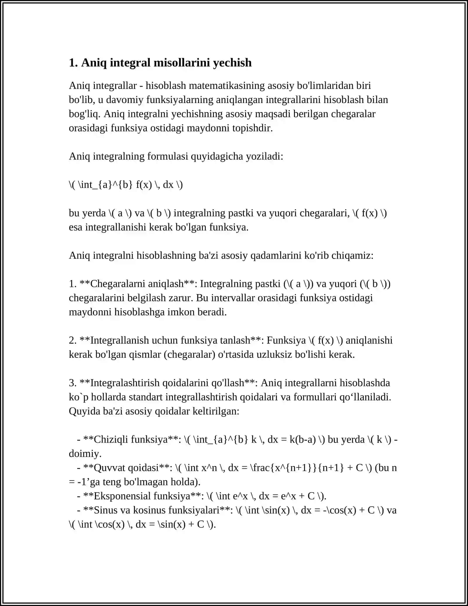 MATRETLAR BOʻYICHA MISOLLAR YECHISH 3