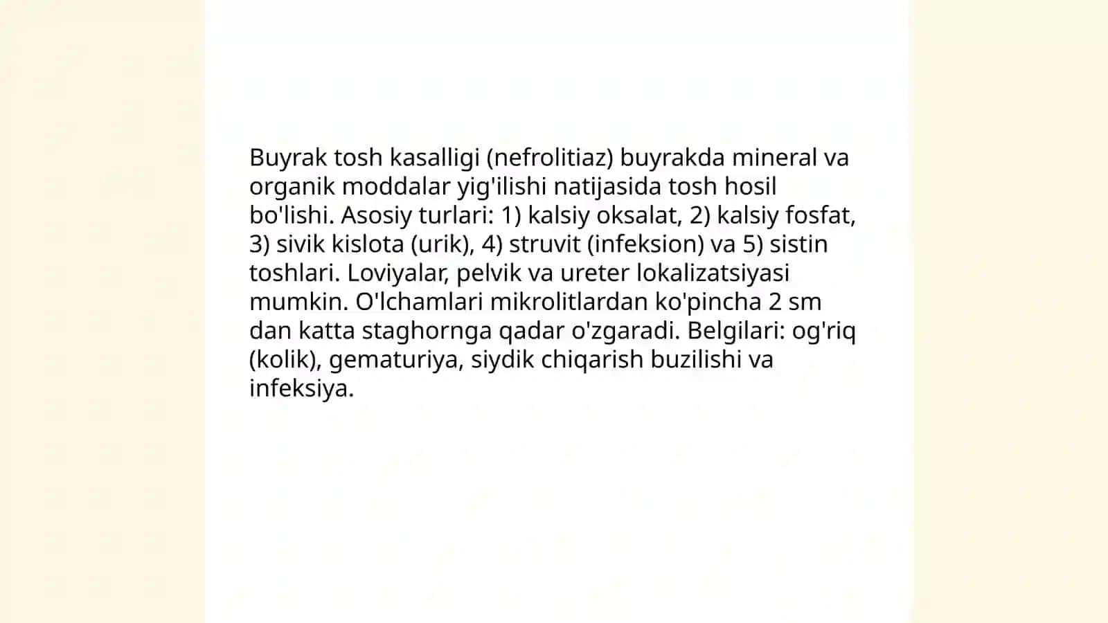 Buyrak tosh kasalliklari kelib chiqish sabablari va davolash 3