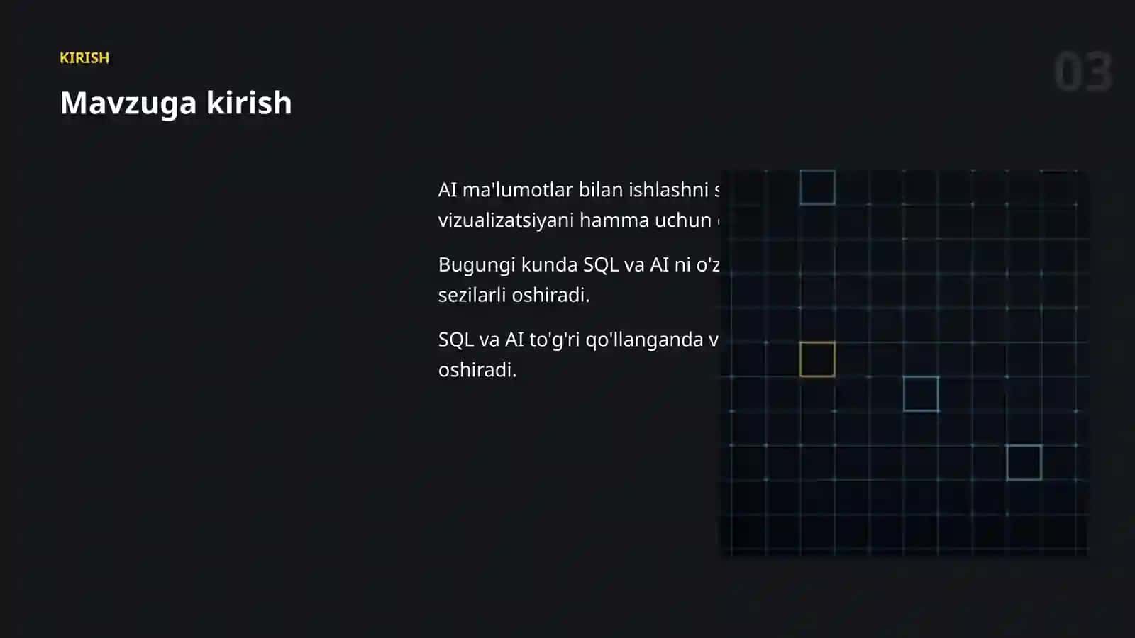 AI MA'LUMOTLAR BILAN ISHLASH 3