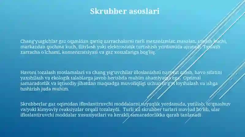 Barbotajli absorbsiya qurilmalari va chang ushlash qurilmalari 3