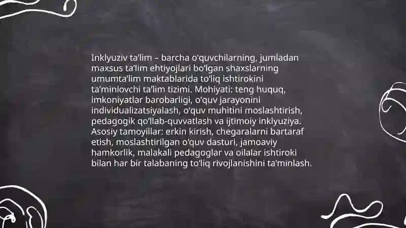 Inklyuziv taʼlimning mohiyati va asosiy qoidalari 3
