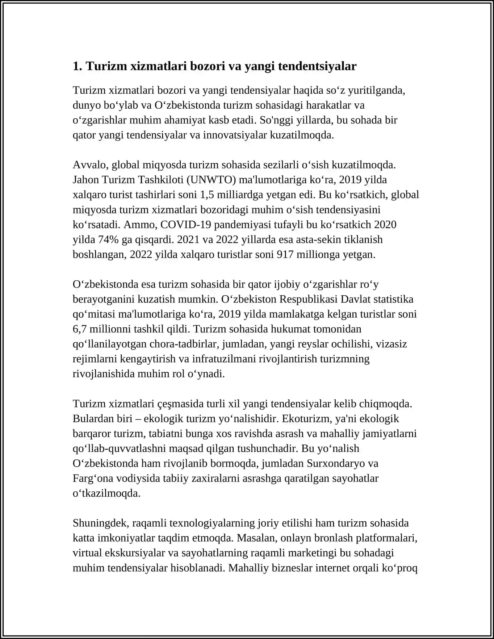 TURIZM XIZMATLARI BOZORI 3