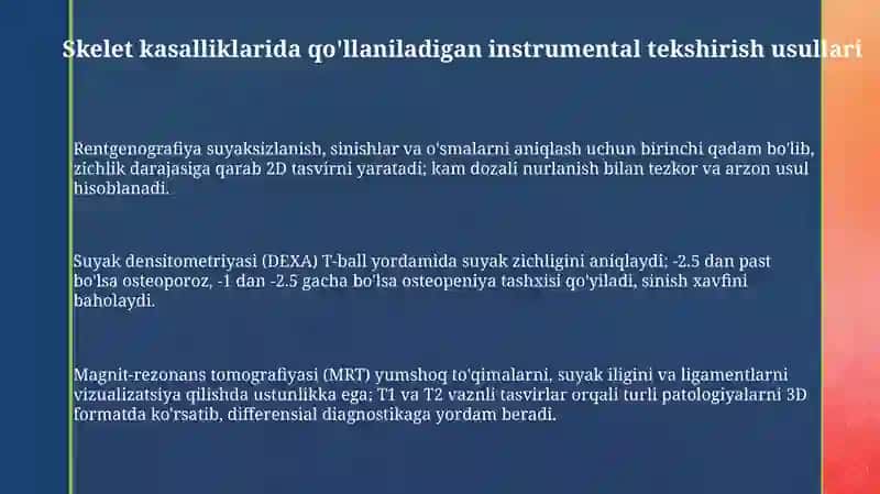 Skelet kasalliklarida instrumental tekshirish usullari 3