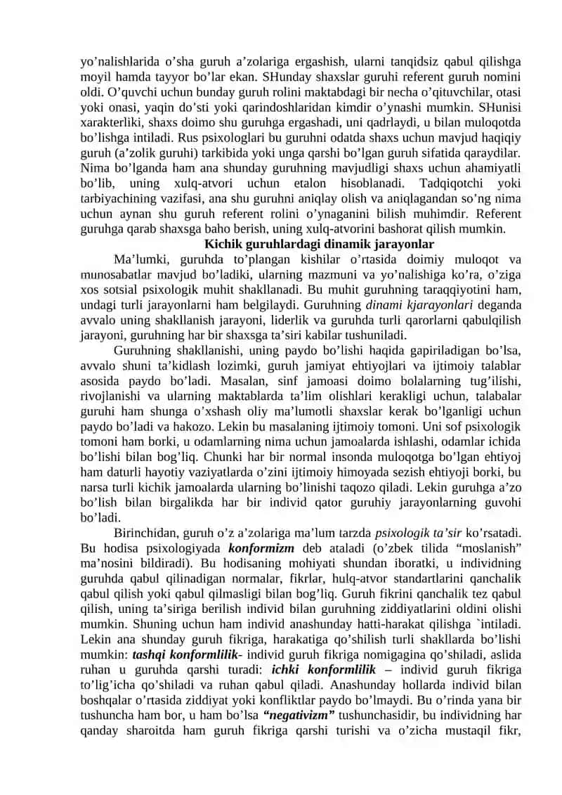 Kichik guruhlar psixologiyasi 3