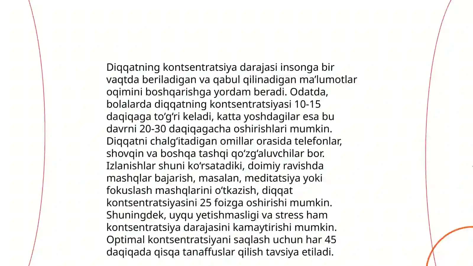 Diqqatning kontsentratsiya darajasi 3