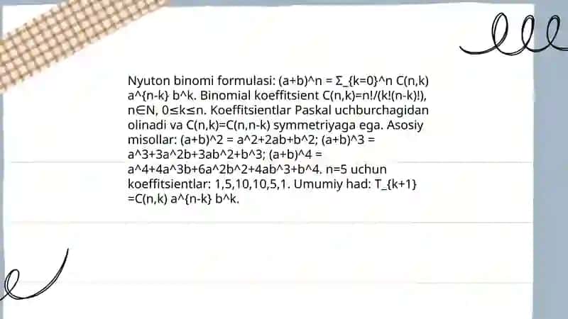 Nyuton binomi. Paskal uchburchagi 3