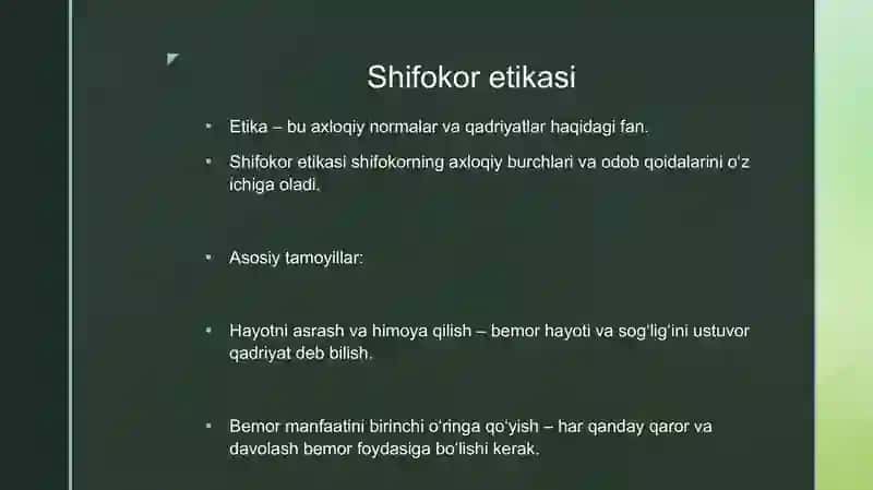 Shifokor Etikasi va Deontologiyasi 3