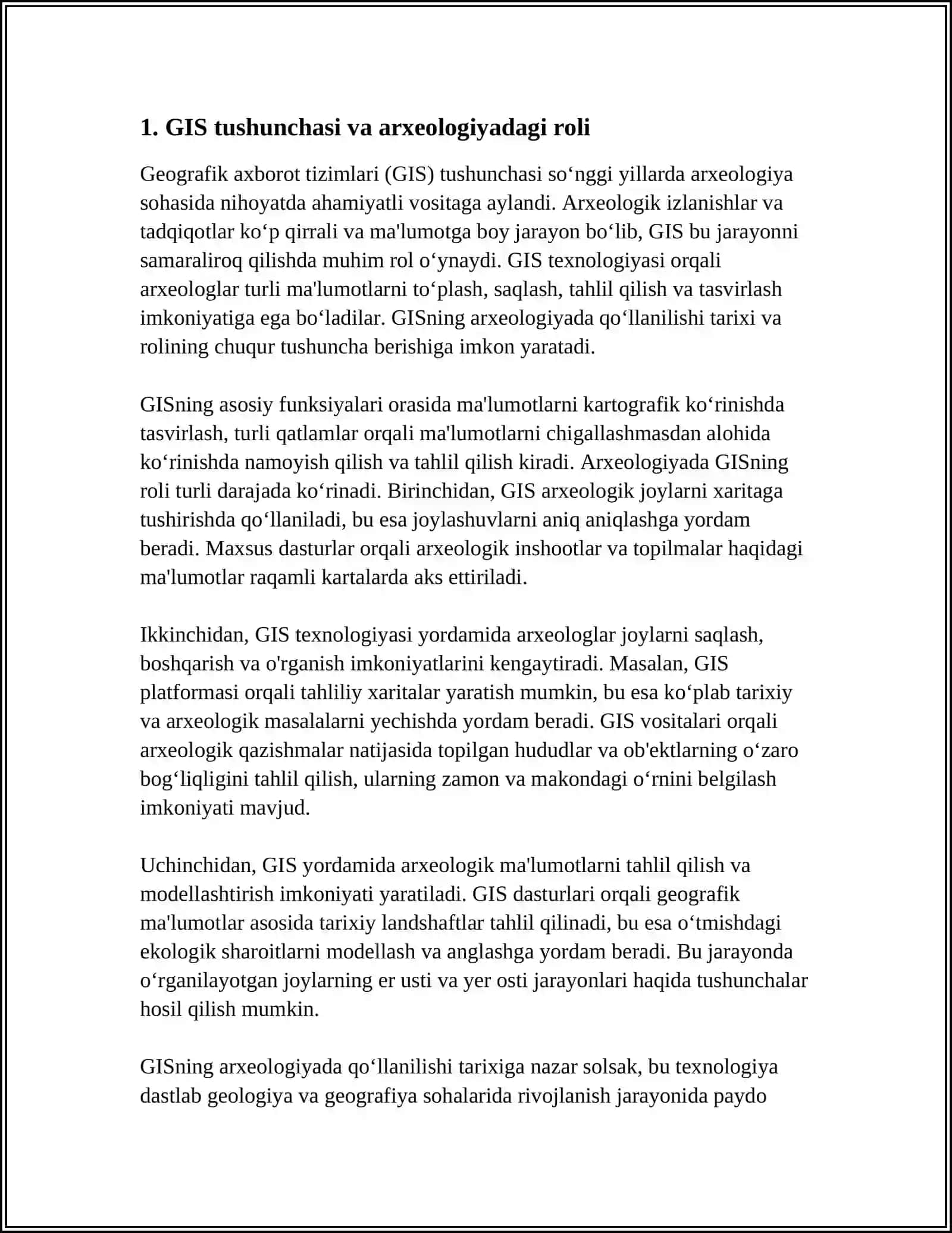 GIS TARIXINI ARXEOLOGIYADA QOʻLLANILISHI 3