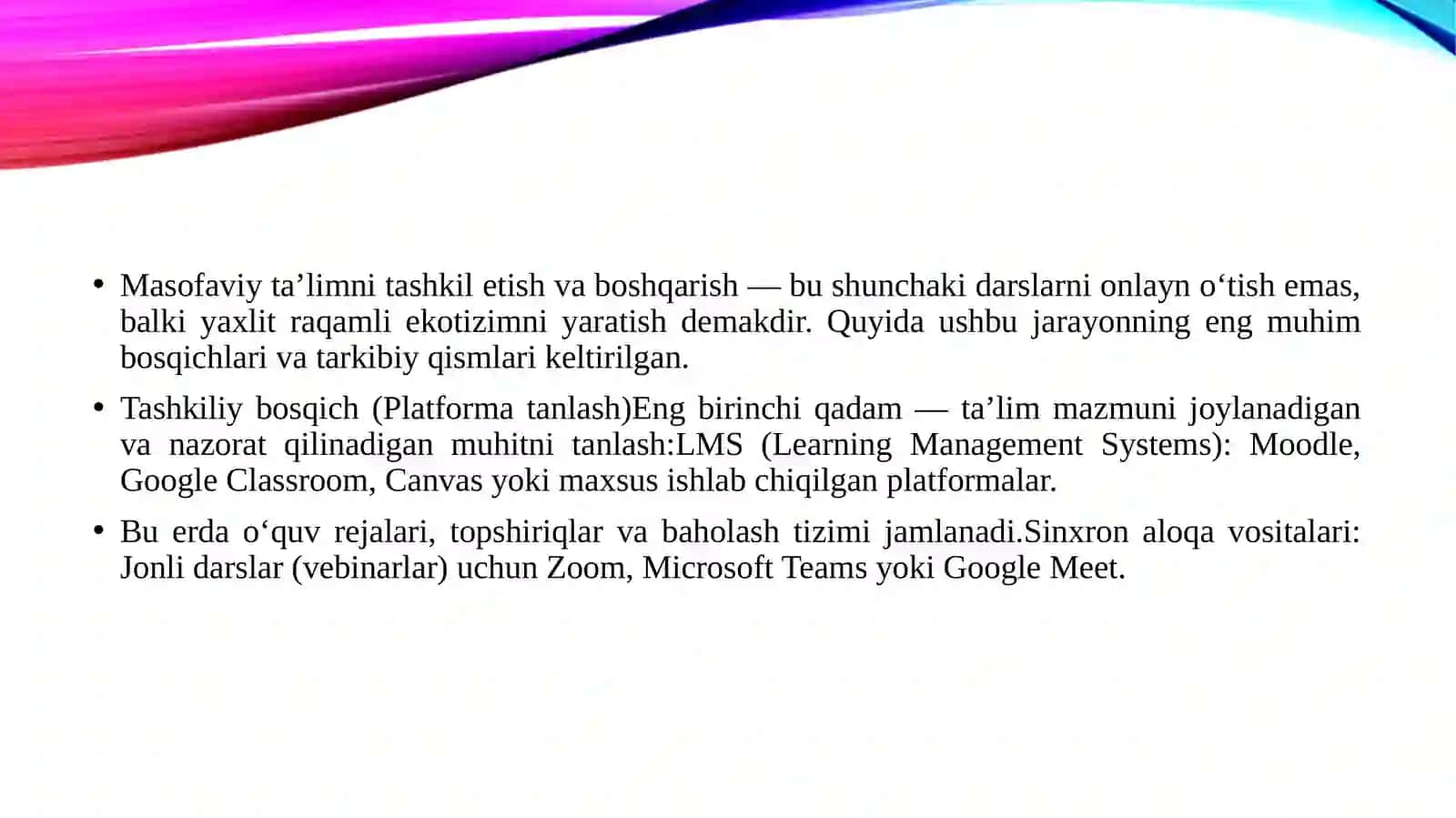 Masofaviy ta’limni tashkil etish va boshqarish. 3