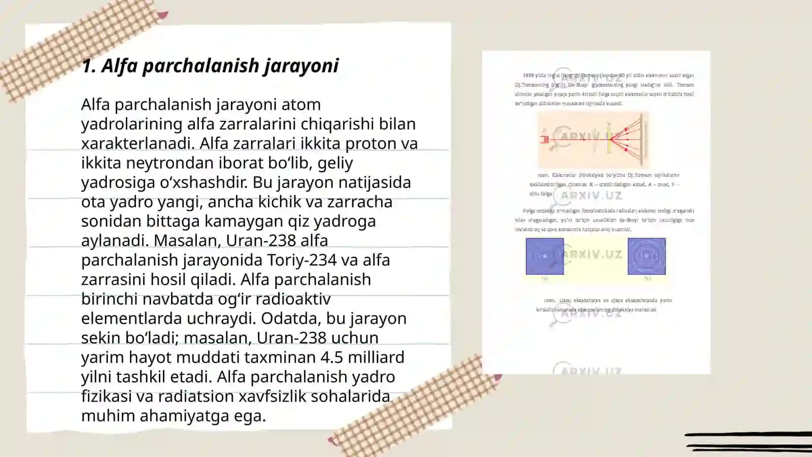 Alfa parchalanish.Elektron paramagnit rezonans. Xarakteristik rentgen nurlanish 3