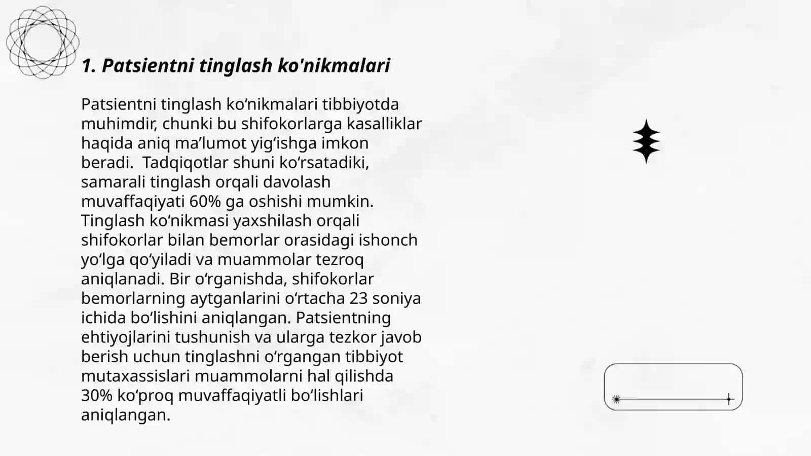 Patsient bilan verbal va noverbal muloqot ko'nikmalari 3