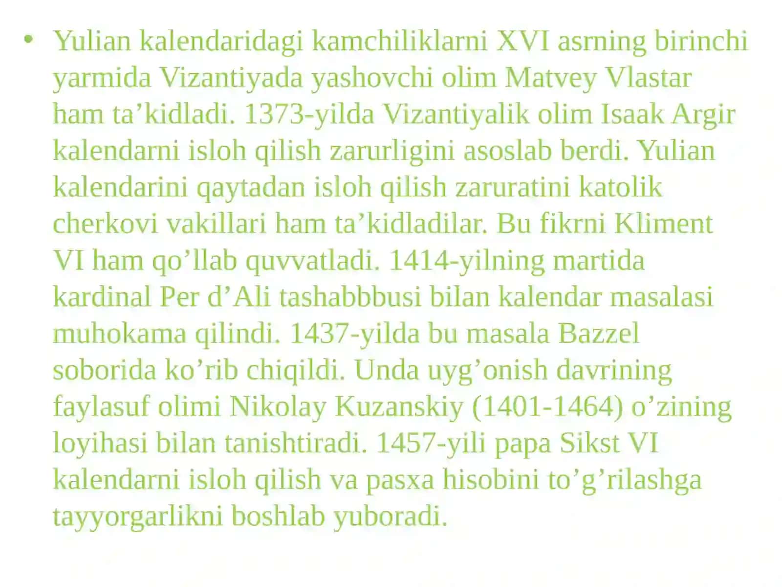 Zamonaviy kalendarlar. Grigoriy kalendarining qabul qilinishi. Vaqt mintaqasining vaqtni hisoblashdagi o‘rni 3