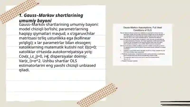 Gauss Markov shartlari 3