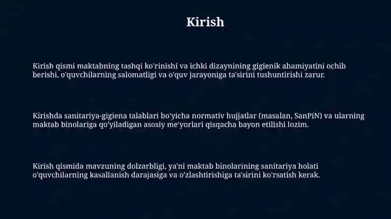 Maktab binosiga qoʻyilgan gigienik talablar 3