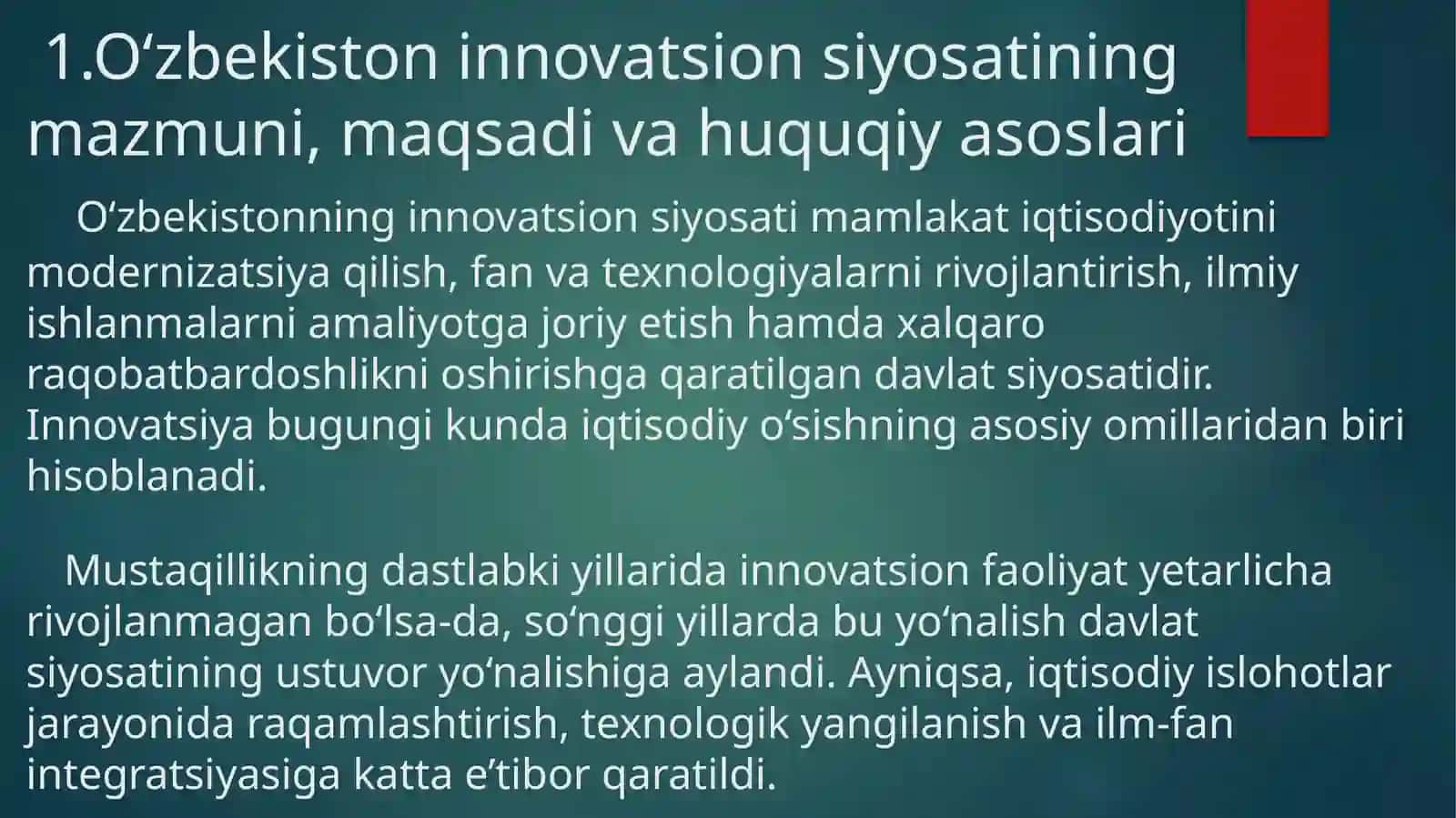 O'ZBEKISTONNING INNNOVATSION SIYOSATI 3