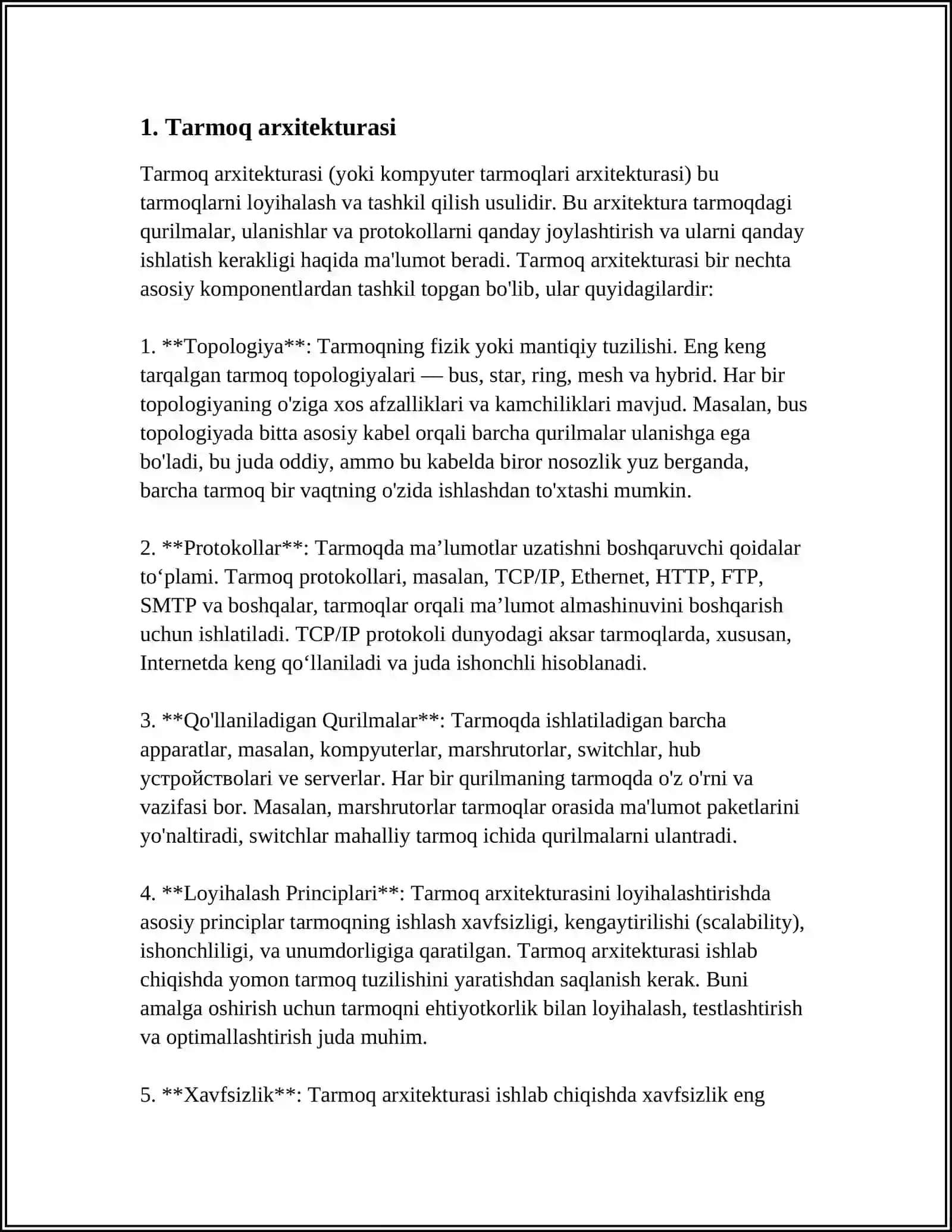 KOMPYUTER TARMOQLARI TEXNOLOGIYALARI 3