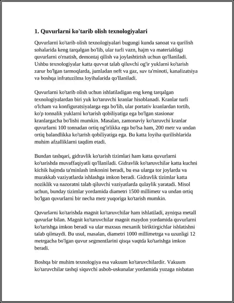 Quvurlarni ko'tarib olish texnologiyalari 3