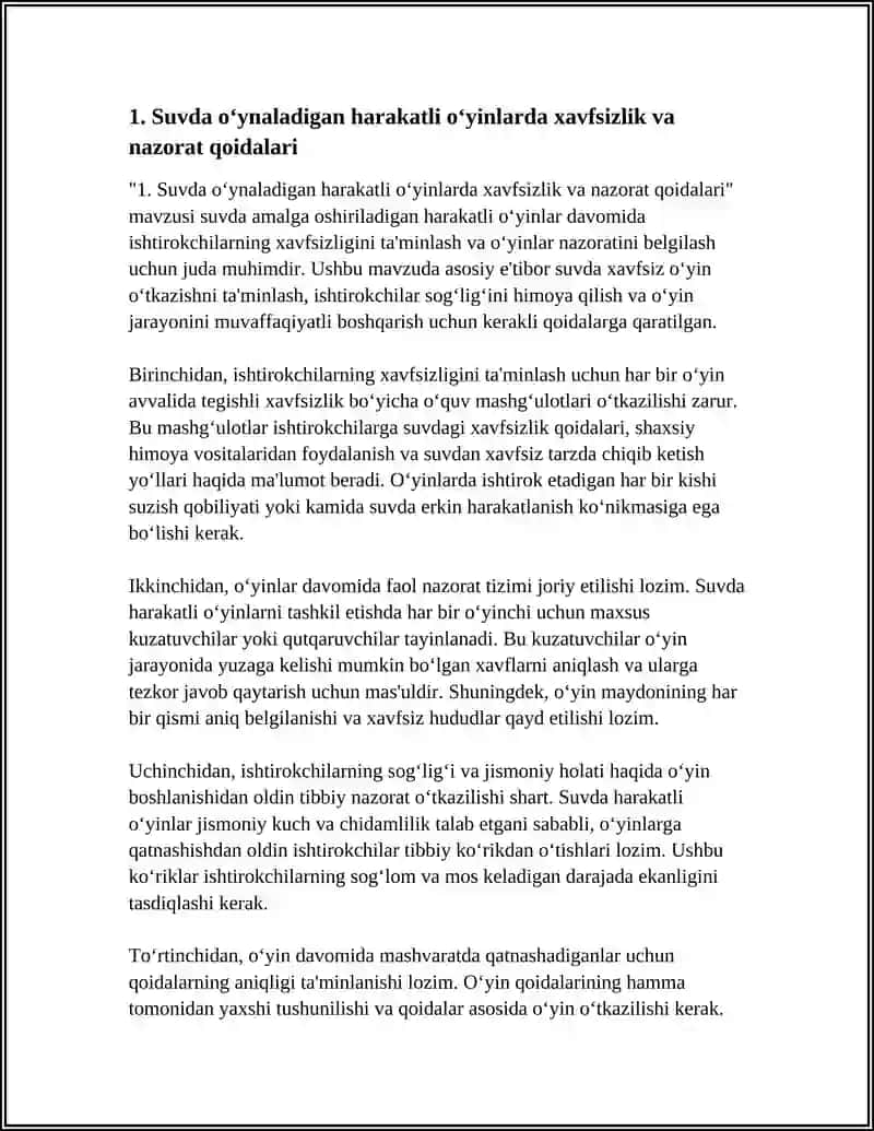 Suvda O‘ynaladigan Harakatli O‘yinlarni O‘rganish 3